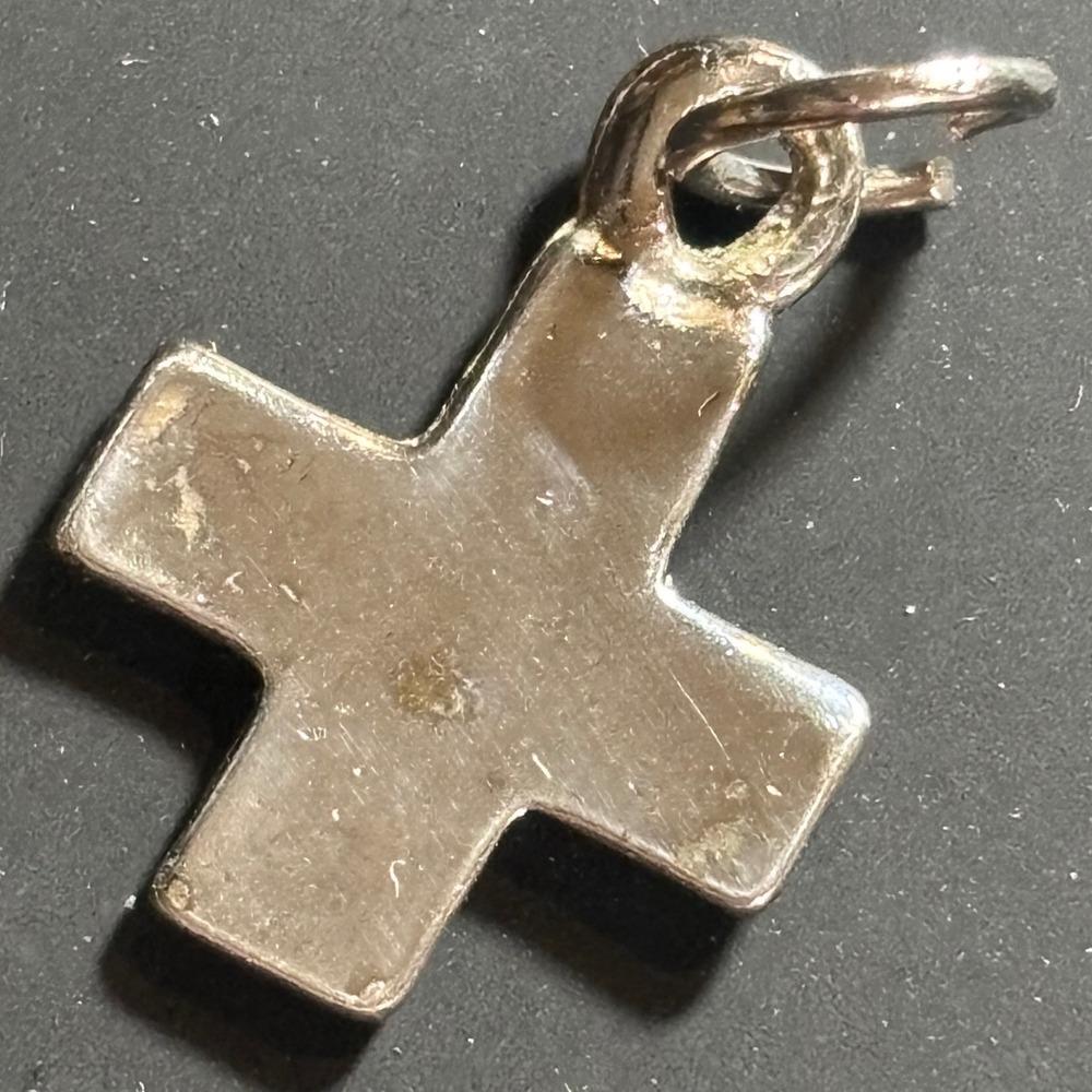 Vintage Silver Tone Textured Greek Cross Religious Pendant Charm